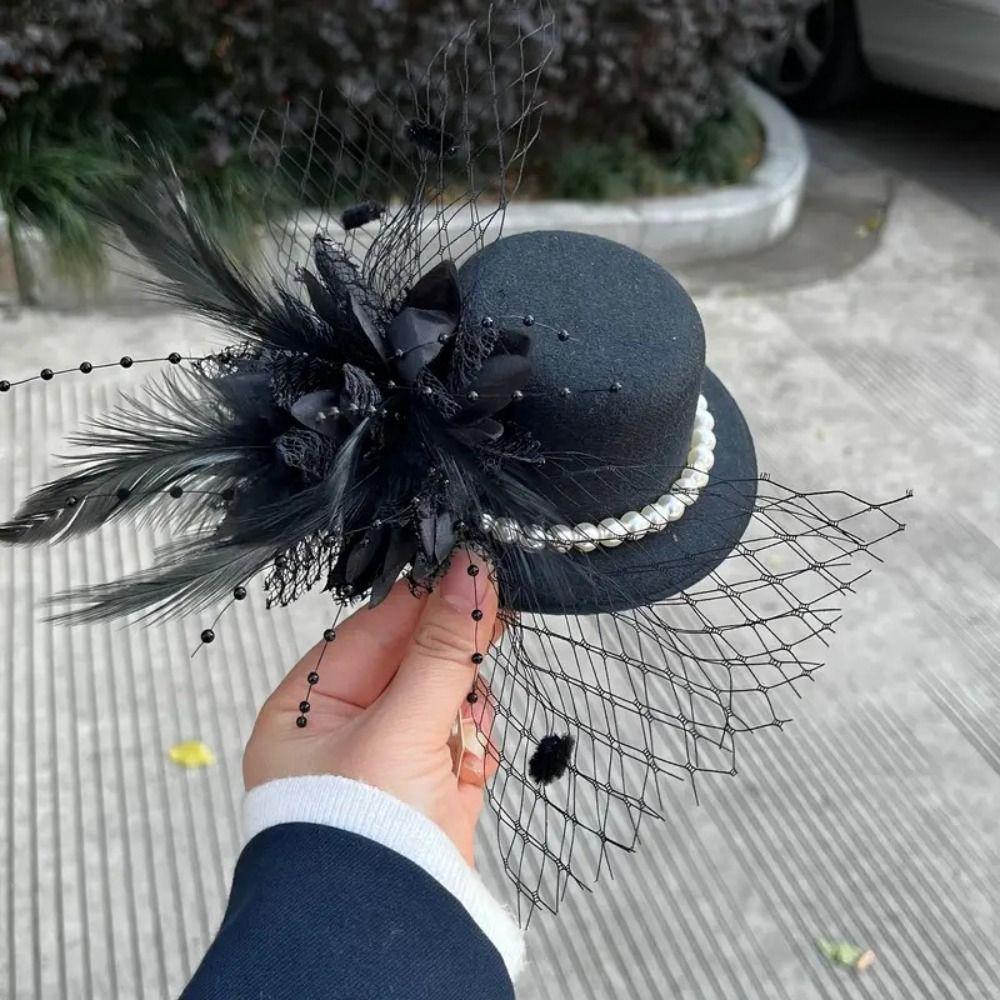 Exquisiter Vintage Fascinator Hut Elegante Braut Kopfschmuck Maskenball Kopfschmuck Bühnenauftritt