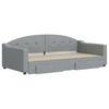 Pull Out Daybed with Drawers Light Grey 100x200 Cm Fabric