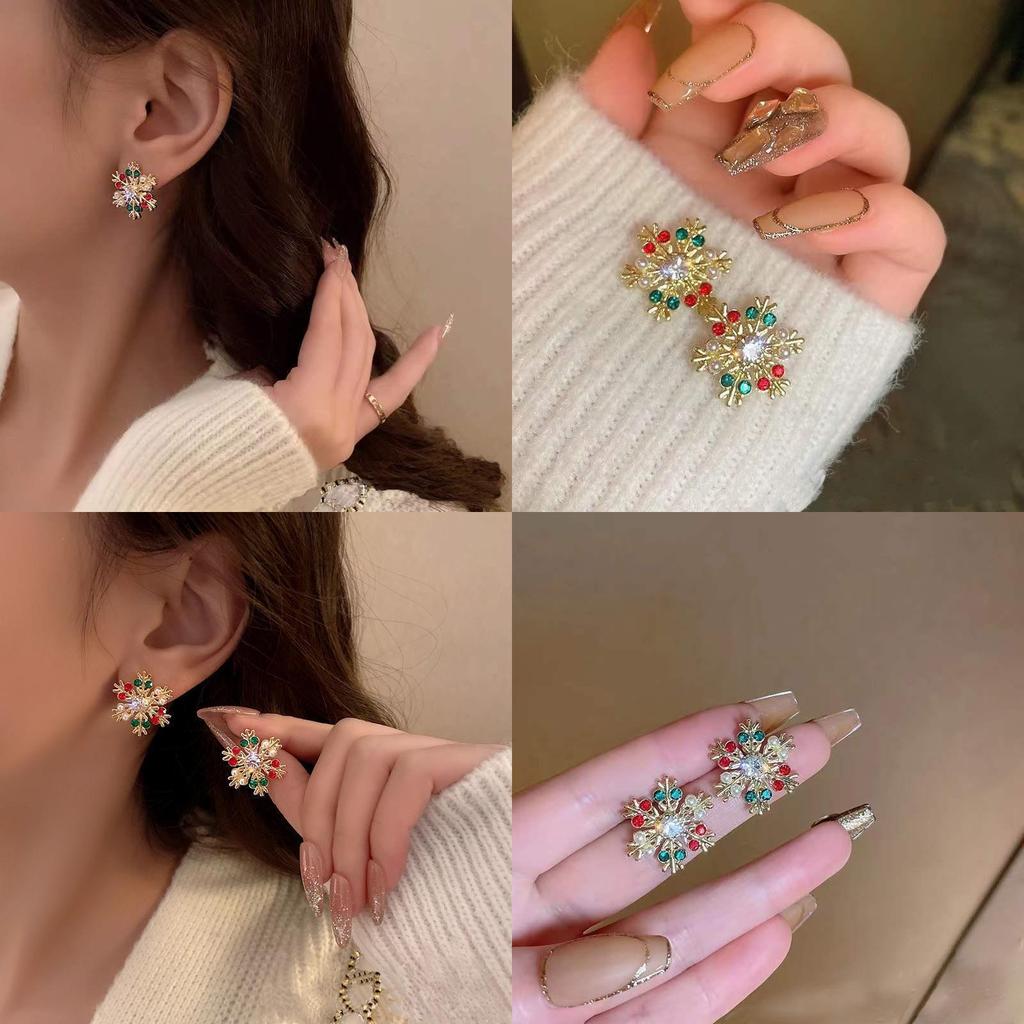 2023 Summer Christmas Earrings With Glittering Snowflake And Deer For Women
