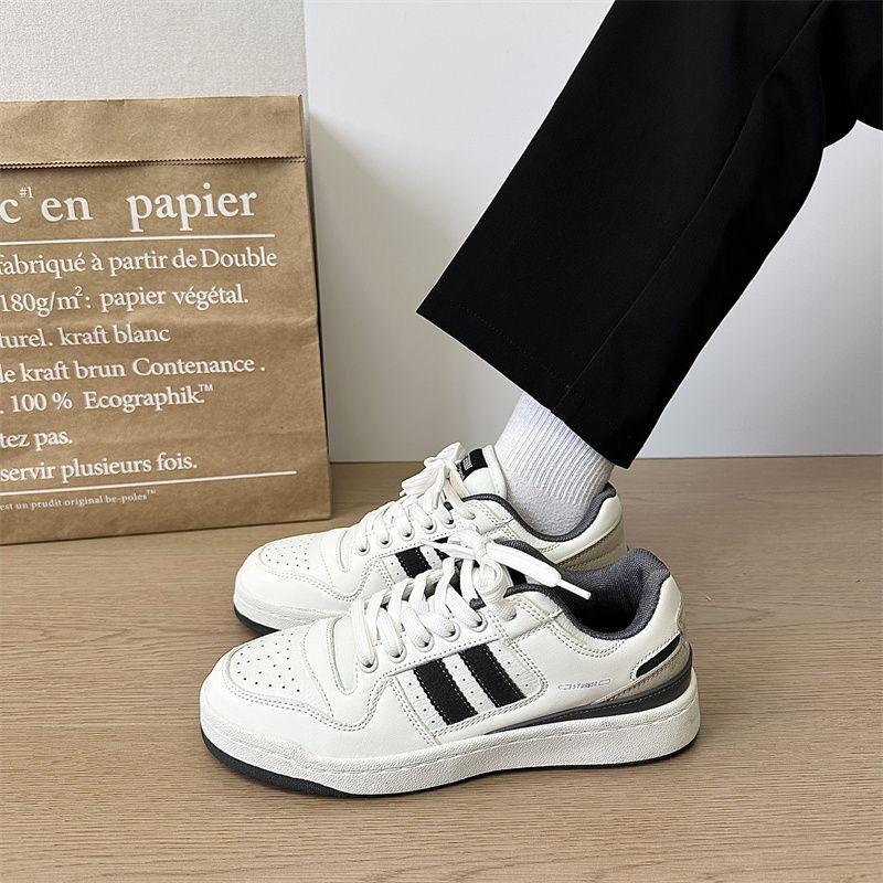 School Season Students Casual Male and Female Couples White Shoes Tide Korean Version Ins Street Shooting Harajuku Retro Sports Board Shoes Autumn