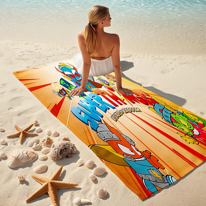 Beach Towel with Superthings3 Pattern - soft,absorbent,machine washable Lightweight&Modern,swimming,Travel Essentials