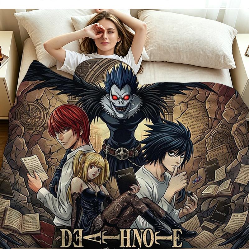 Anime DEATH NOTE Print Flannel Blanket High Quality Warm Comfortable Cover for All Seasons Perfect for Gifts Home Decor