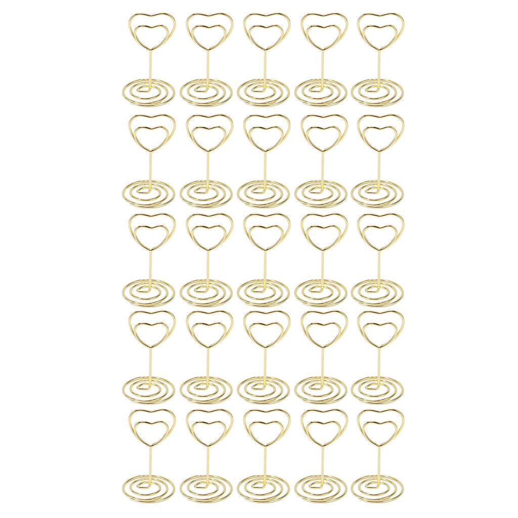 25Pcs Table Number Stands Heart Shaped Stable Base Sturdy Metal Place Card Holder for Wedding Party Office
