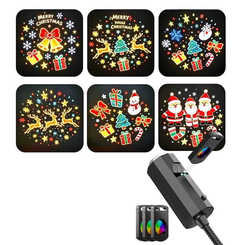 Led Usb Projector Light Projection Patterns- Adjustable Santa Claus Snowman Tree Night Light For Christmas Decorations