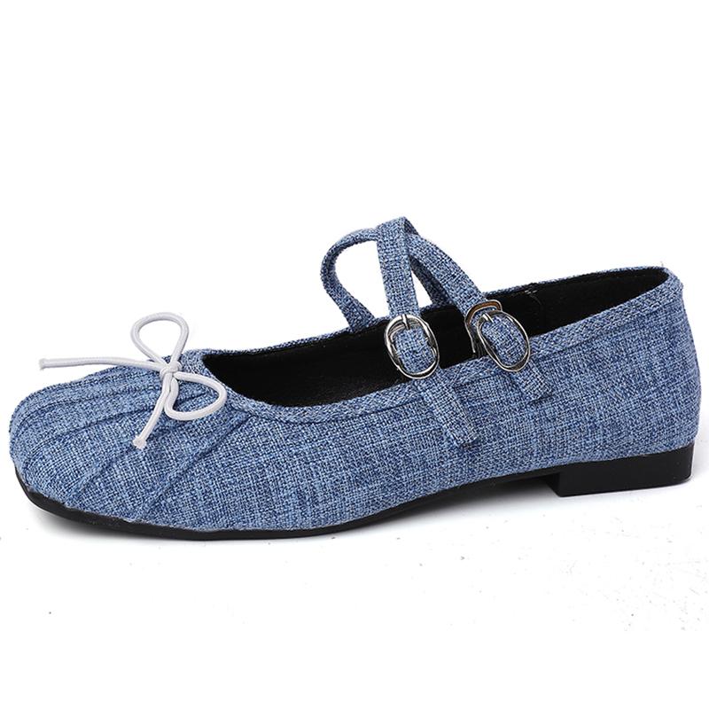 Square Toe Women Mary Jane Shoes Fashion Shallow Butterfly-knot Shoes 2025 Spring Ladies Elegant Dress Slip On Shoes