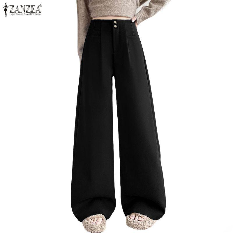 ZANZEA Women Casual Solid Color Loose Wide Leg Pants