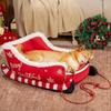 2025 Christmas Sled Pet Bed Non-slip Dog Warm Bed Washable Soft Plush Pet Sofa For Puppy Winter Animal Sofa Bed