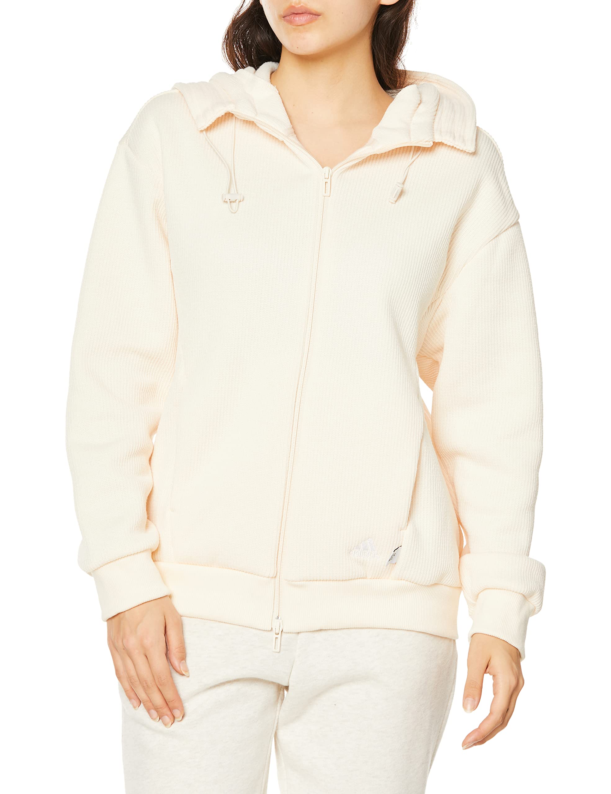 

Adidas PRSVE Fleece Ecru Tint Size UG441 Loose-Fit Full-Zip Hoodie, Women s, (HM2765), Small,
