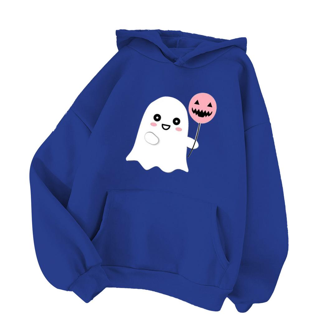 2025 spring and autumn European and American pumpkin Halloween, high-quality printed men's and women's casual fashion hooded sweater
