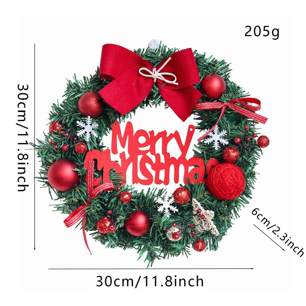 30cm Christmas Wreath with Pine Cones & Ornaments for Window Decoration