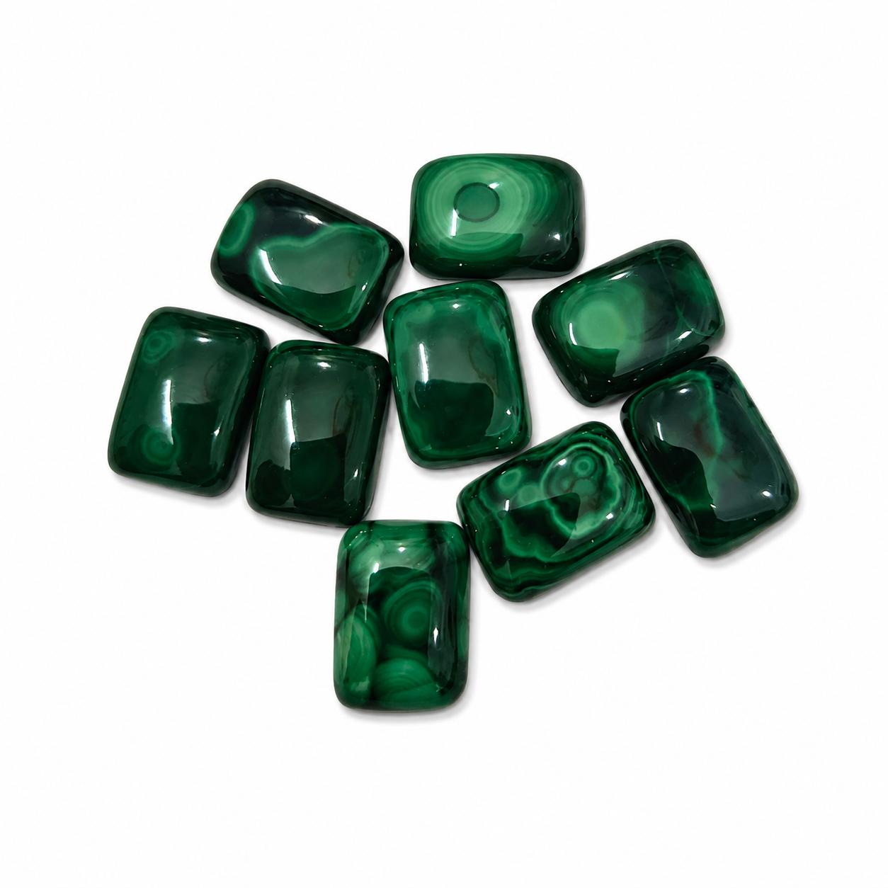 Natural Green Malachite Rectangle Cabochon 10x14mm Gemstone | Loose Stone for Jewelry Making 10x14mm (1 Piece) зелёный