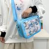 Academy style, high-value transparent pain bag, shoulder messenger bag, soft girl girl, large-capacity bar millet class schoolbag