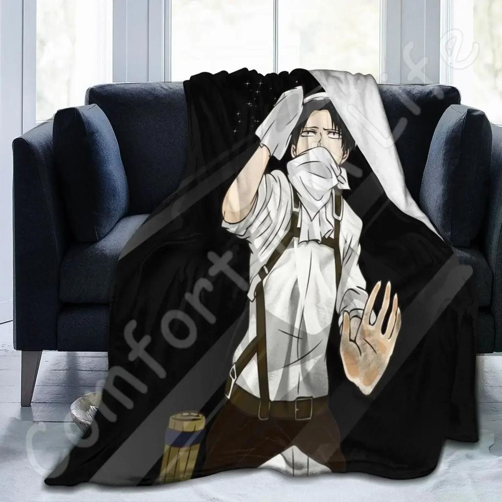 Levi Ackerman Decke Ultra-Weich Leichtgewicht Flanell Fleece Moderne Überwurfdecke für Zuhause Büro Reisen 80X60 Zoll Bettüberwurf