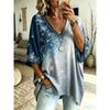 Übergrößen Damen V-Ausschnitt Fledermausärmel T-Shirt Bohemian Ethnischer Druck Lockerer Oberteil Sommer Bequem Atmungsaktiv Tägliches Pendeln Lässig Schlankmachender Stil