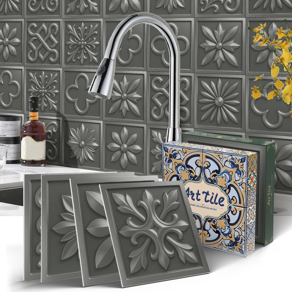 PET Foam Thickened Self-adhesive Wall Sticker, Waterproof and Anti-fouling European Mandala Wallpaper Tile Sticker for Kitchen and Bedroom