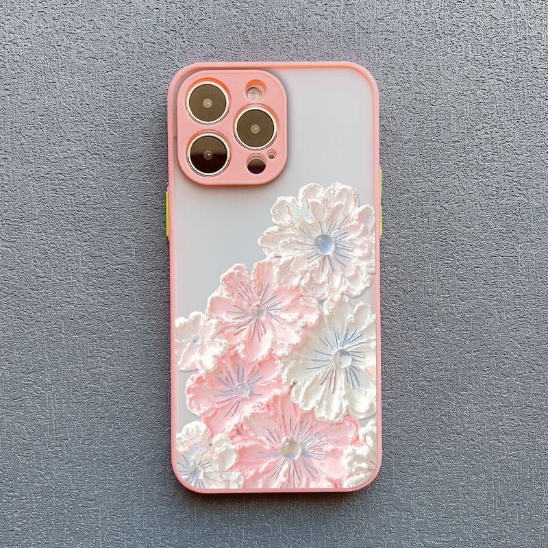 Stylish Phone Case For iPhone 14 15 16 Plus Pro Max 17 11 12 13 Mini Pro Max Oil Painting Flower Cute Floral Exquisite Covers