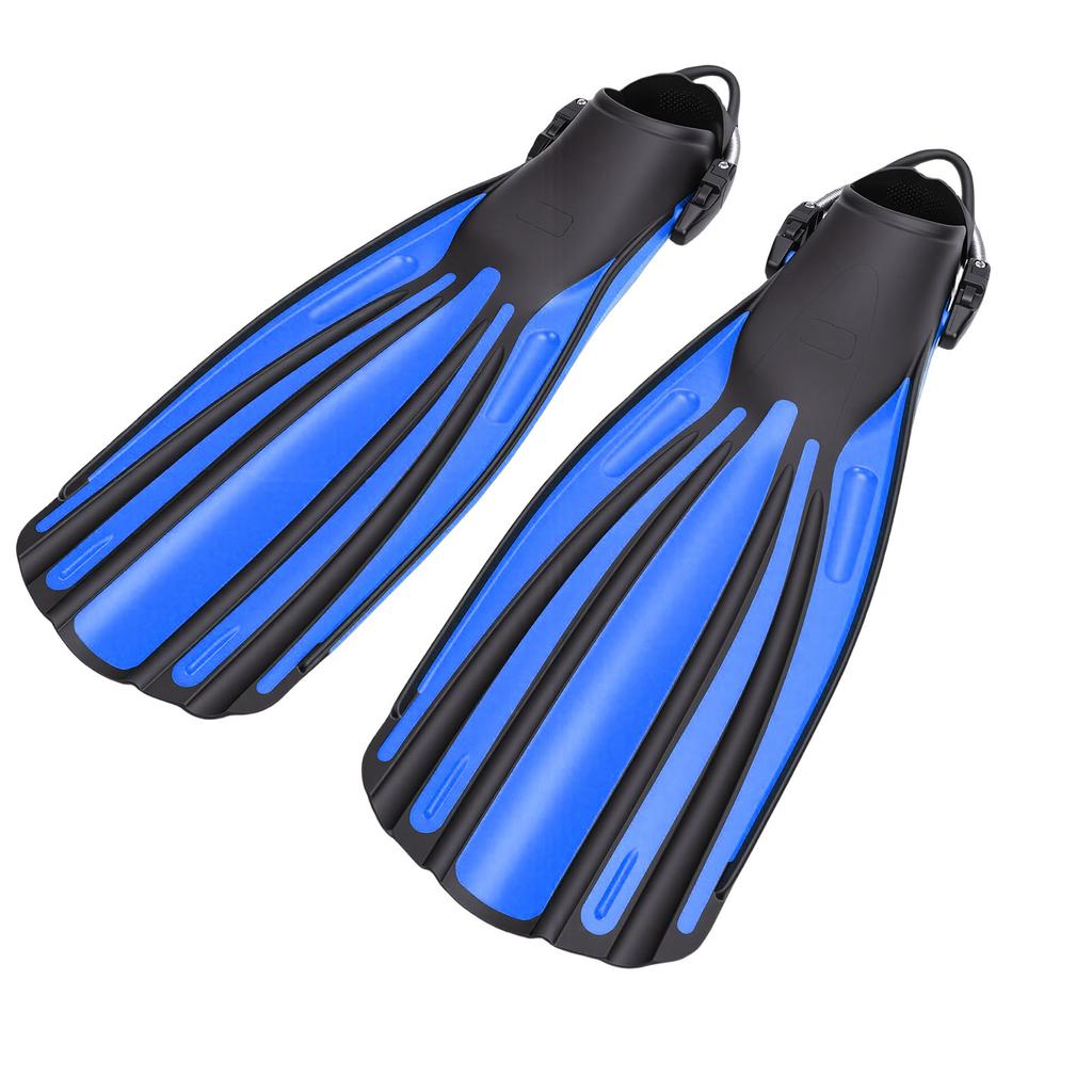 1 Pair Diving Fins TPR Adjustable Long Professional Diving Flippers for Scuba Diving Swimming Surfing Blue R