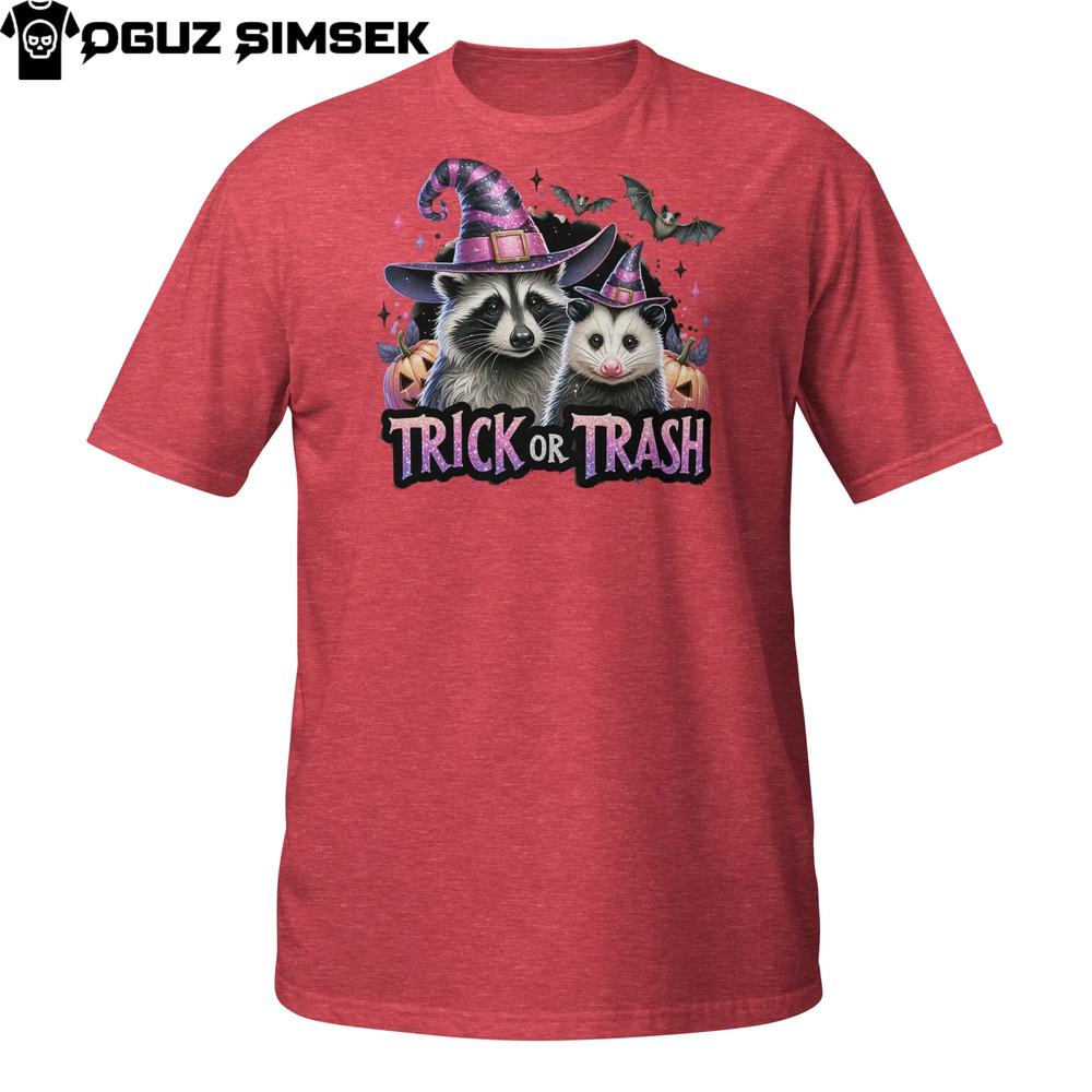 

Trick or Trash T-Shirt | Funny Raccoon and Possum Halloween Design | Spooky Tee 2XL