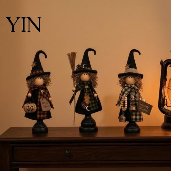 Halloween Lovers Collectibles Rustic Witch Resin Figurine, Fall Tabletop Decor, Vintage Farmhouse Autumn Home Decorations Statue for Mantel
