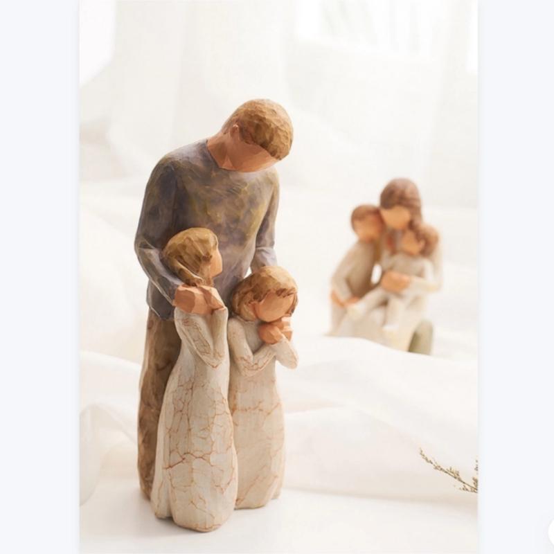 Rodinná pryskyřičná figurka v severském stylu – Láska a štěstí Domácí dekorace Ornament