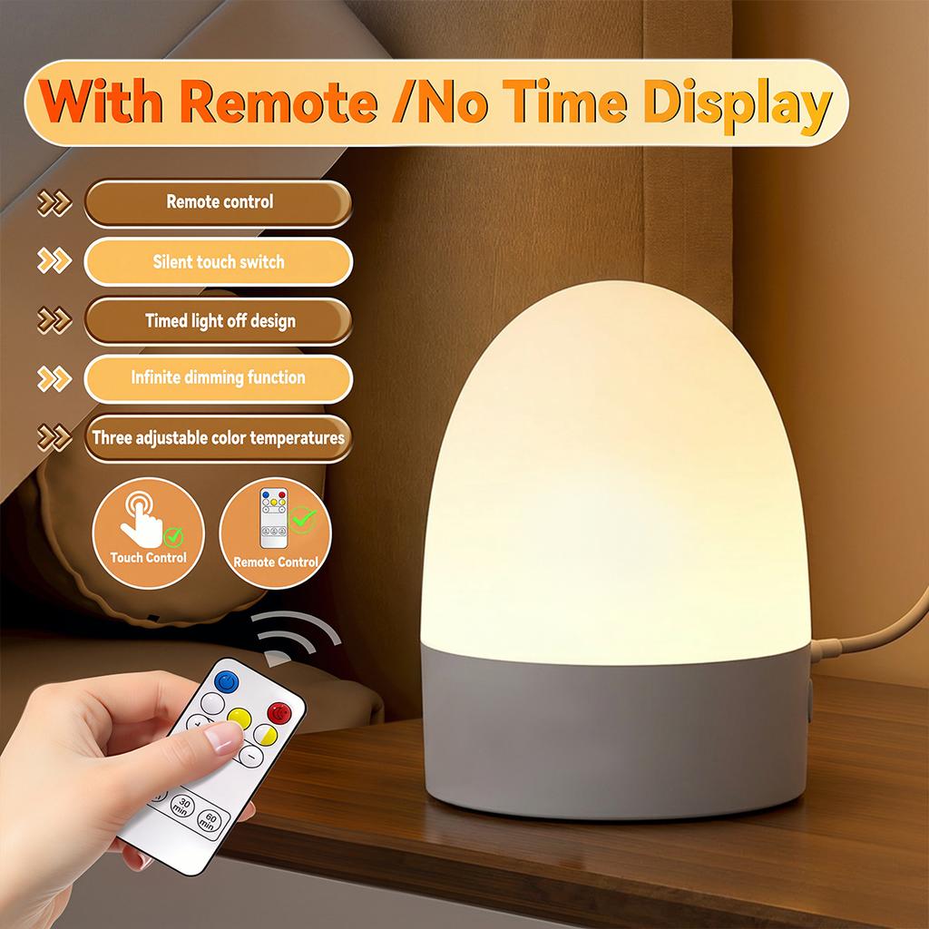Touch Night Light Rechargeable 3 Color Dimmable Bedside Lamp Time Display USB LED Night Lights Ambient Soft Light for Kids Gift