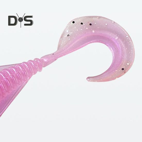 8 Stück 8 cm/3,7 g weicher Wurmköder mit lockigem Schwanz, bunter Kunstköder, Salzwasser-/Süßwasser-/Barsch-/Schlangenkopfforellen-Angelzubehör