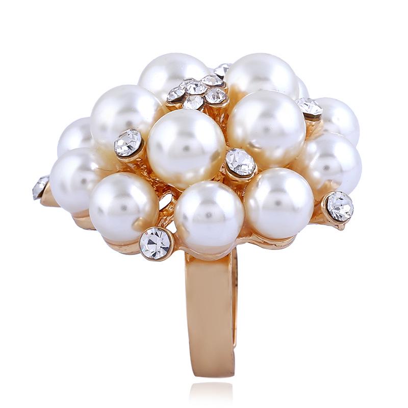 Simulated Water Drop Natural Big Flower Wedding Adjustable Crystal Ring Women Gift
