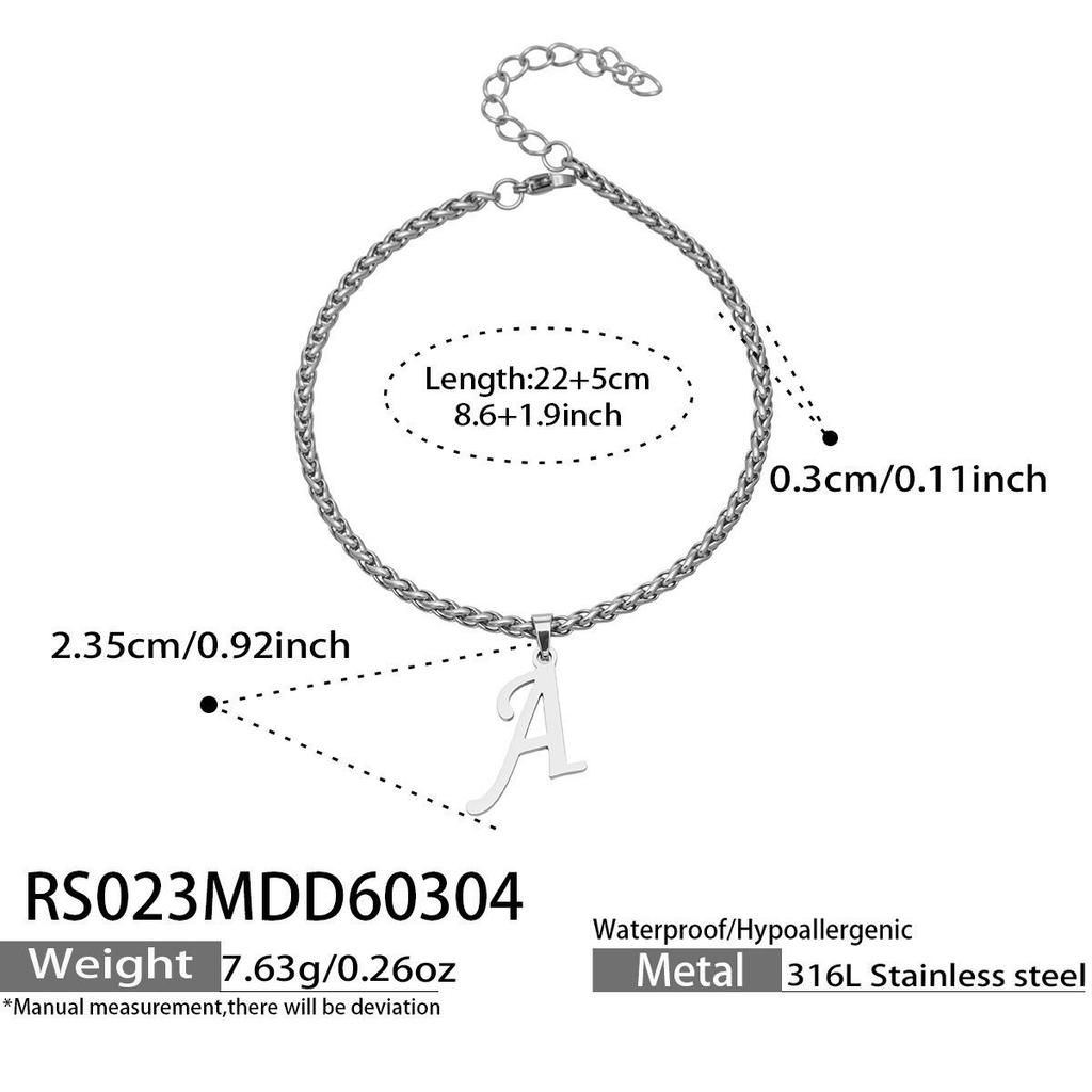 26-Letter Pendant Anklet: Stainless Steel Simple Design Foot Jewelry