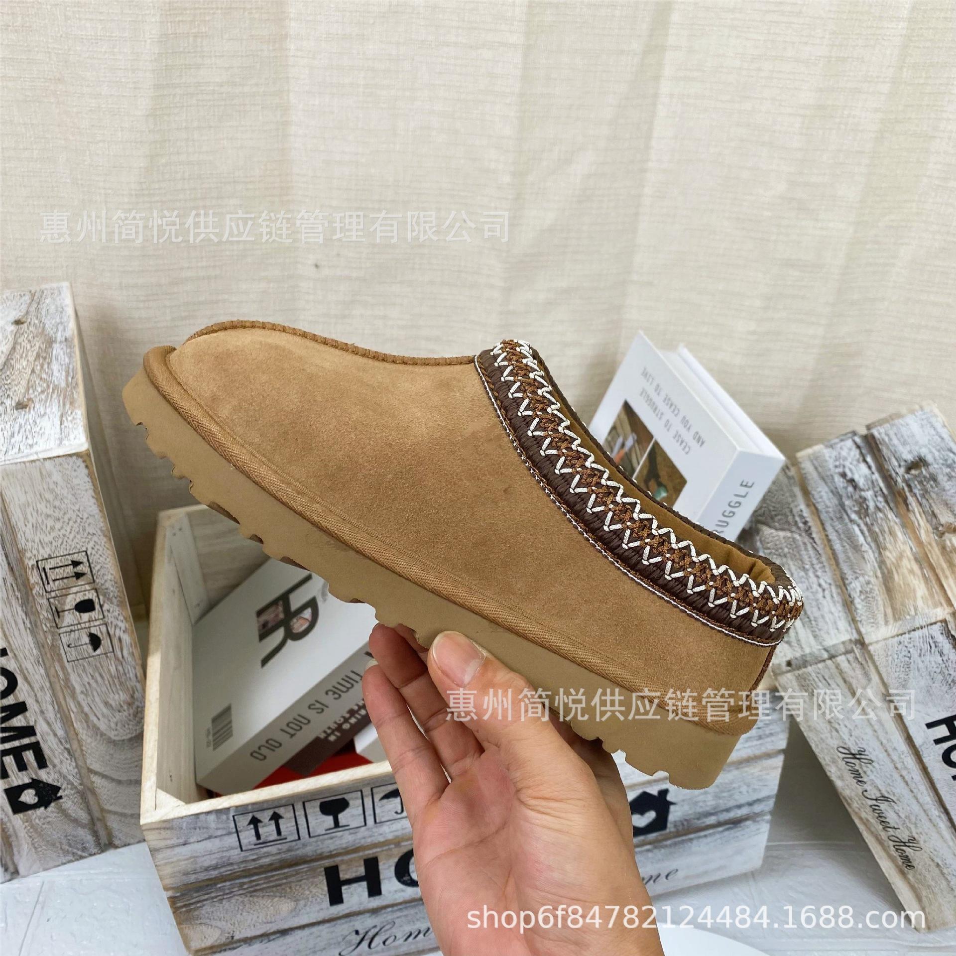 

Tazz Taz этнические зимние ботинки из чистой овчины женские с толстой подошвой с одной педалью теплые тапочки 35