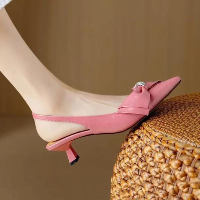 Fashion Women Pumps Comfort Stiletto Heels Bow Tie Summer Shoes for Women Large Size New Pointed High Heels Sandals Wedding Shoes Bride
