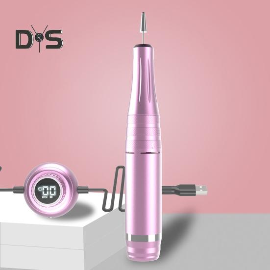 Polizor electric de unghii cu 6 atașamente Instrument de manichiură USB pentru unghii și unghii de la picioare Mașină de unghii de mare viteză 35000RPM pentru uz casnic și în salon