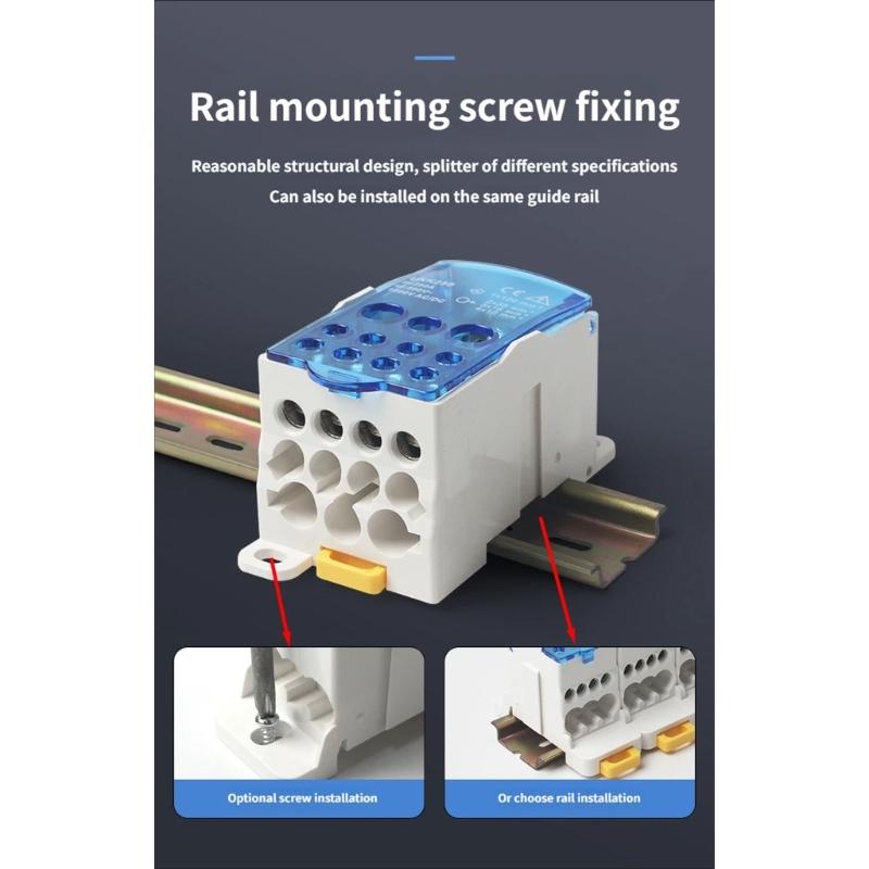 125A Electric Split Din Rail Terminals Block Junction Box Single Stage Splitter Box Electrical Wire Connector Easy To Use