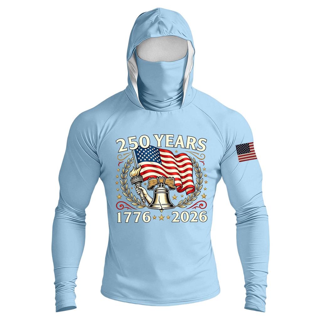 Men's Casual Raglan Sleeve Hooded Long Sleeve Sun Protection Shirt Lightweight Breathable Outdoor Sports Top with Face Cover and Thumb Holes