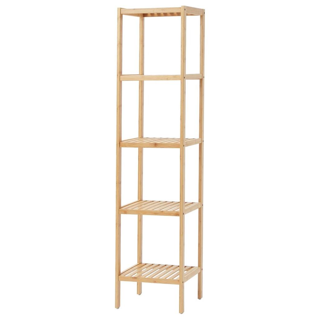 Corner Standing Bookshelf 5-Tier Bamboo Ladder Narrow Shelf Plant Stand