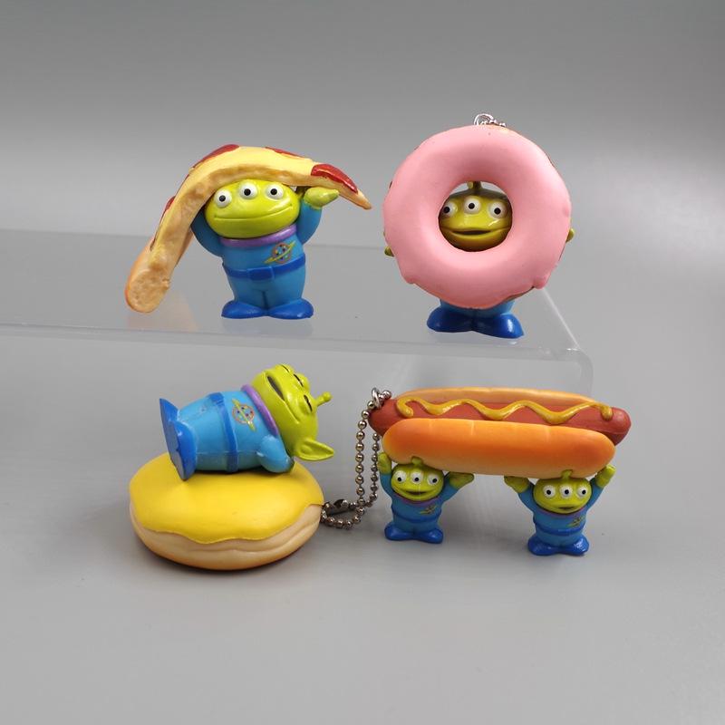 

Set of 4 Cute Dolls: Donut, Pizza, Hamburger, Three-Eyed Monster with DIY Stickers and Scene Accessories.