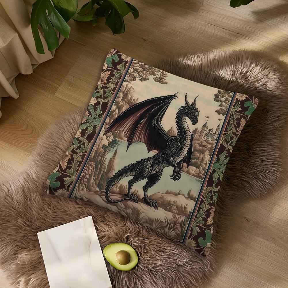 Vintage Medieval Unicorn Art Cushion Cover Pillowcase DoubleSided Printing Sofa Cushion Bedroom Bedside PillowCover