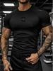 Mens WhiteCompression Short Sleeve T-Shirt Small Red And Black Badge Graphic Quick Dry Breathable High Elasticity Gym Workout And Running Athletic Top
