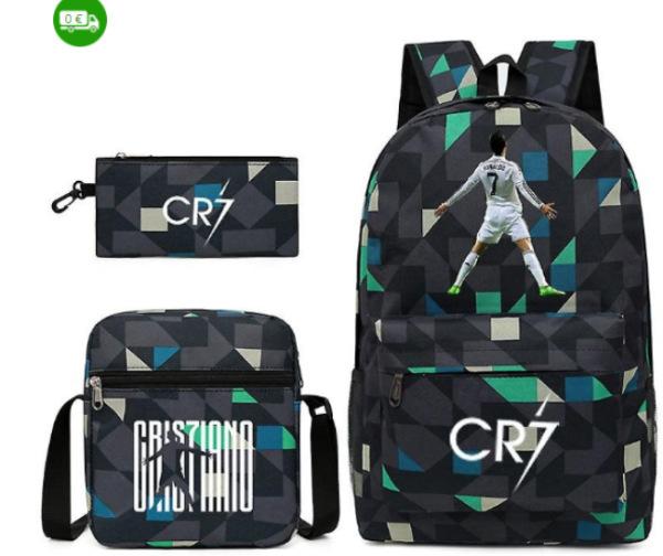 Neymar Messi Football Bag Peripheral Printing Three-Piece Set Student Bag Backpack Messenger Bag Pencil Bag Three-piece set