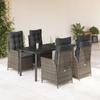 Vidaxl 5-Cz. Garden Furniture Set With Cushions, Grey, PE Rattan
