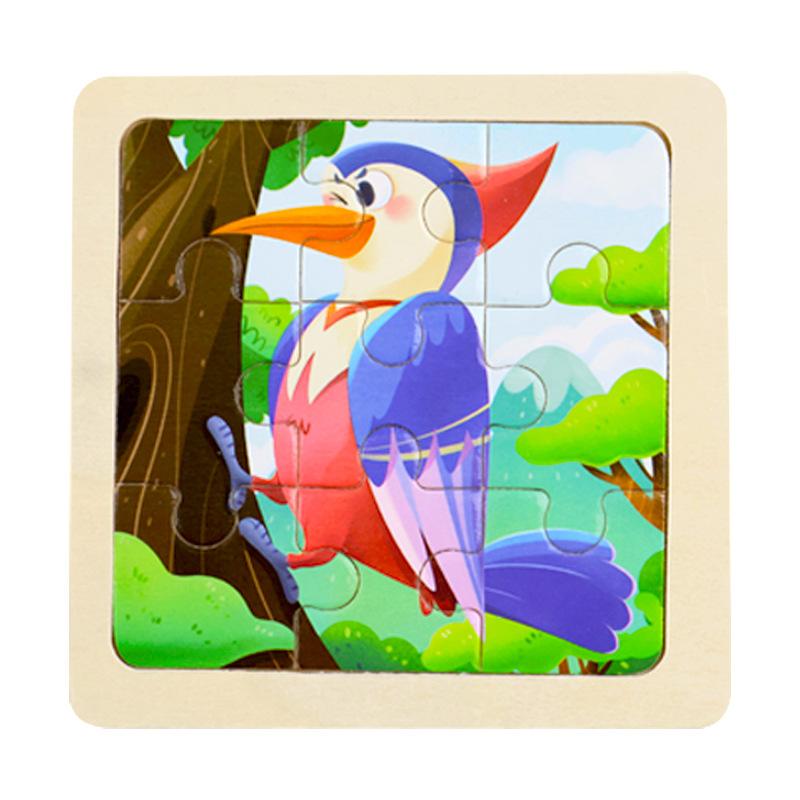 Small Children's 9-piece Wooden Plane Puzzle Cartoon Animation Puzzle Baby Educational Early Education Toy