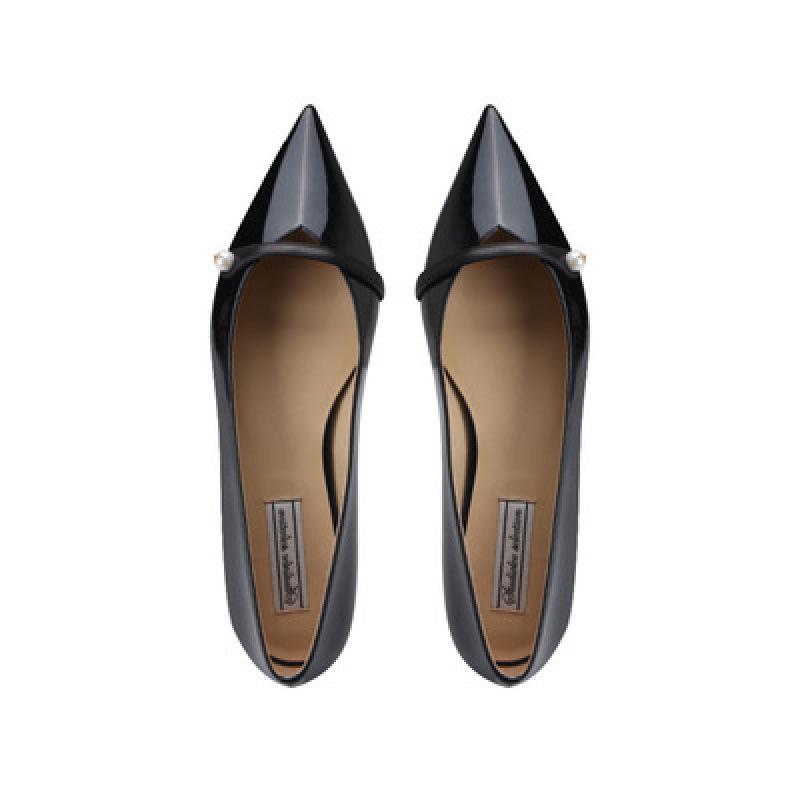 

Туфли нежный ветер жемчужный пояс острый носок сочетание цветов светлый вырез плоская подошва для работы одинарные туфли женские 34 чёрный