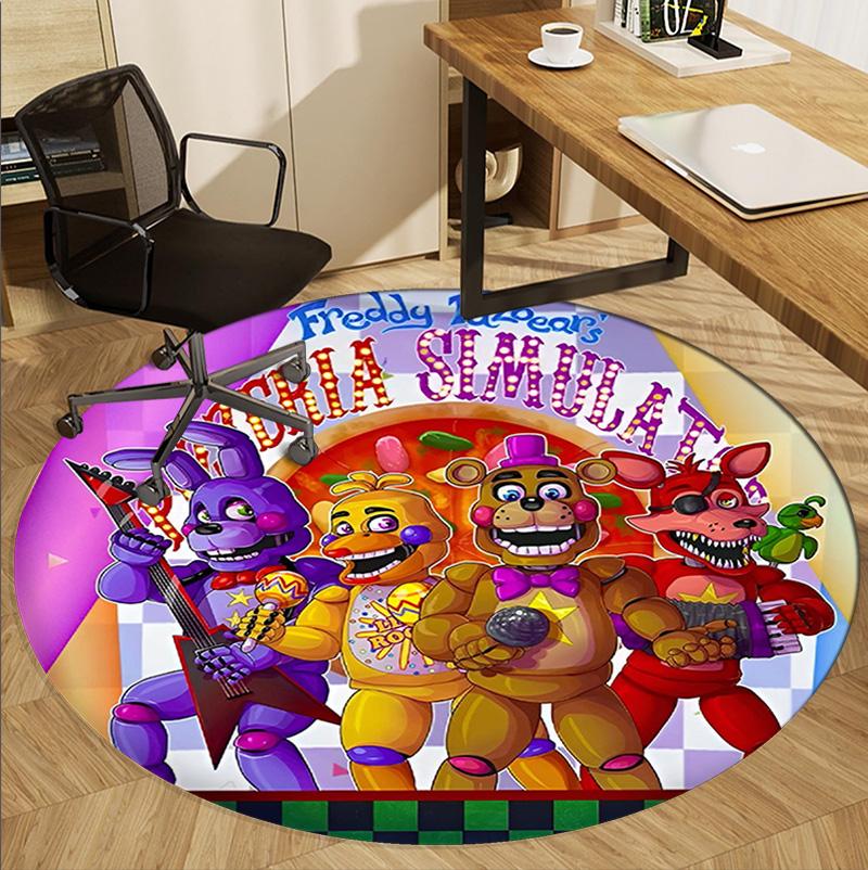 Five Nights at Freddy's Pattern Round Rug, Indoor/Outdoor Mat, for Picnic, Gameroom, Bedroom, Office, Living Room, Home Decor Carpet, Birthday Gift