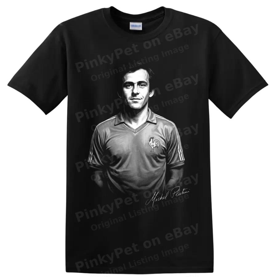 Michel Platini Soccer Legend Portrait T Shirt French Football Fan Graphic Tee