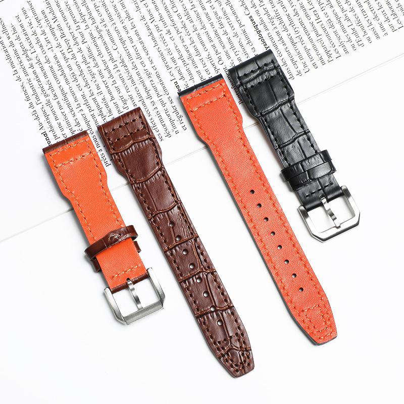 Wan Guo Top Layer Leather Bamboo Pattern Watch Strap for IW Little Prince Pilot Series (20mm, 21mm, 22mm)