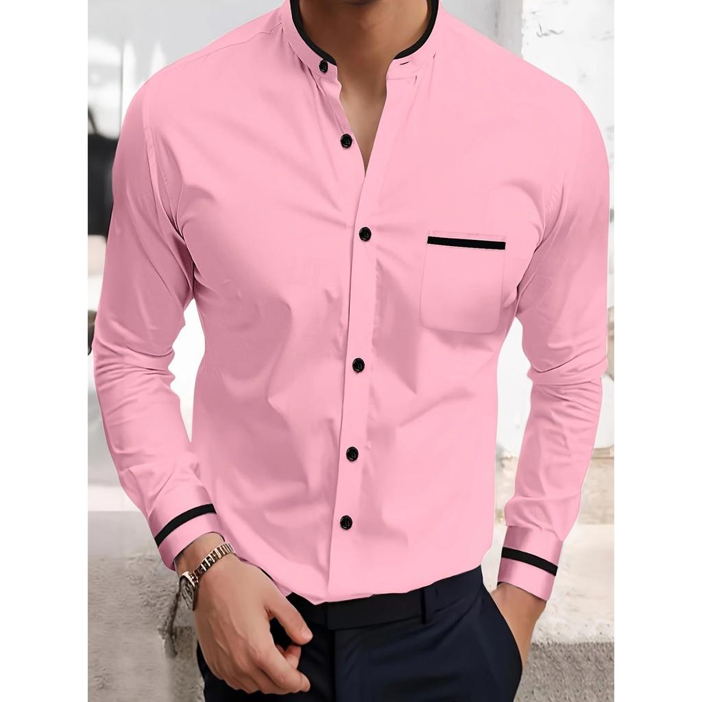 Men's Long-sleeved Solid Color High-end Shirt, Loose And Versatile Shirt For Men