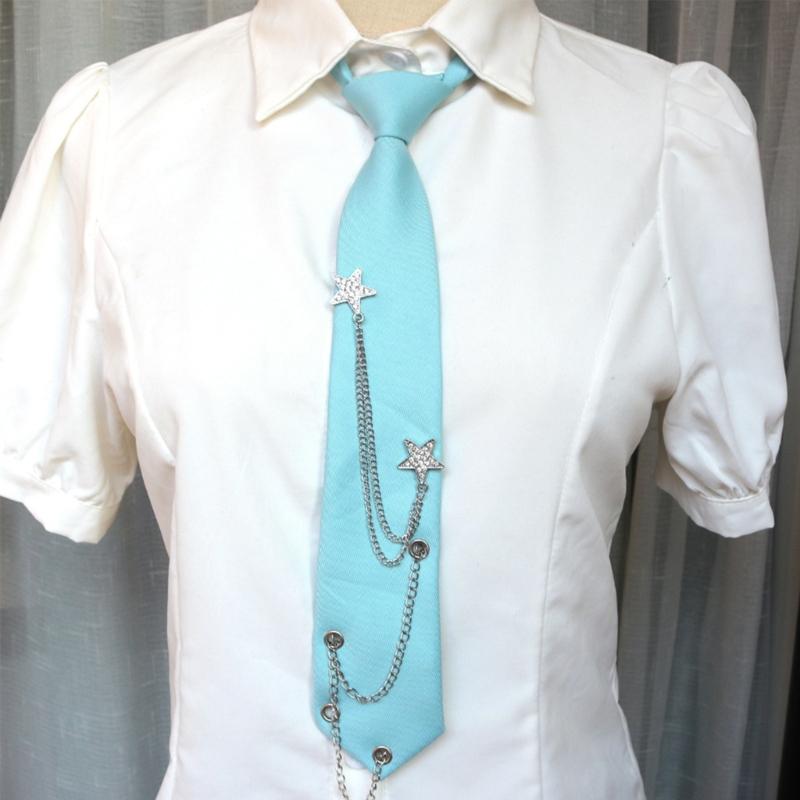 Uniform Ties For Janpanese JK Uniform Cosplay Accessory Neckwear Jk Seifuku Anime Necktie with Rhinestones Metal Chain