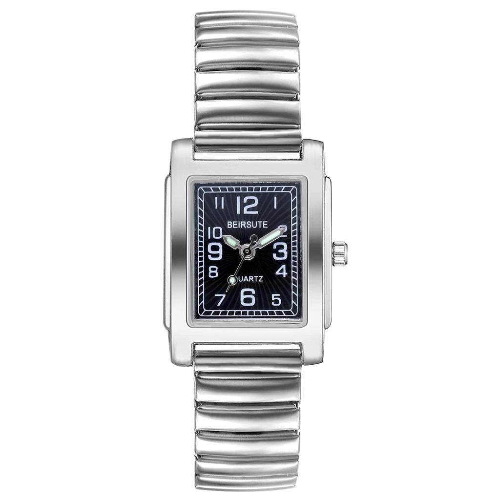 Square Elastic Analog Gift Ladies' Watch, Bracelet, Popular, Stylish, Strap, Display, Waterproof, Ladies' Watch, Silver, Birthday, Anniversary,