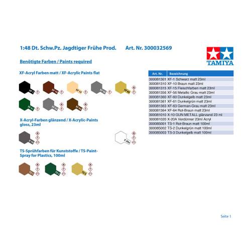 TAMIYA 1/48 Military Miniature Series No.69 German Army Heavy Tank Destroyer Jagdtiger Early Production Plastic Model 32569