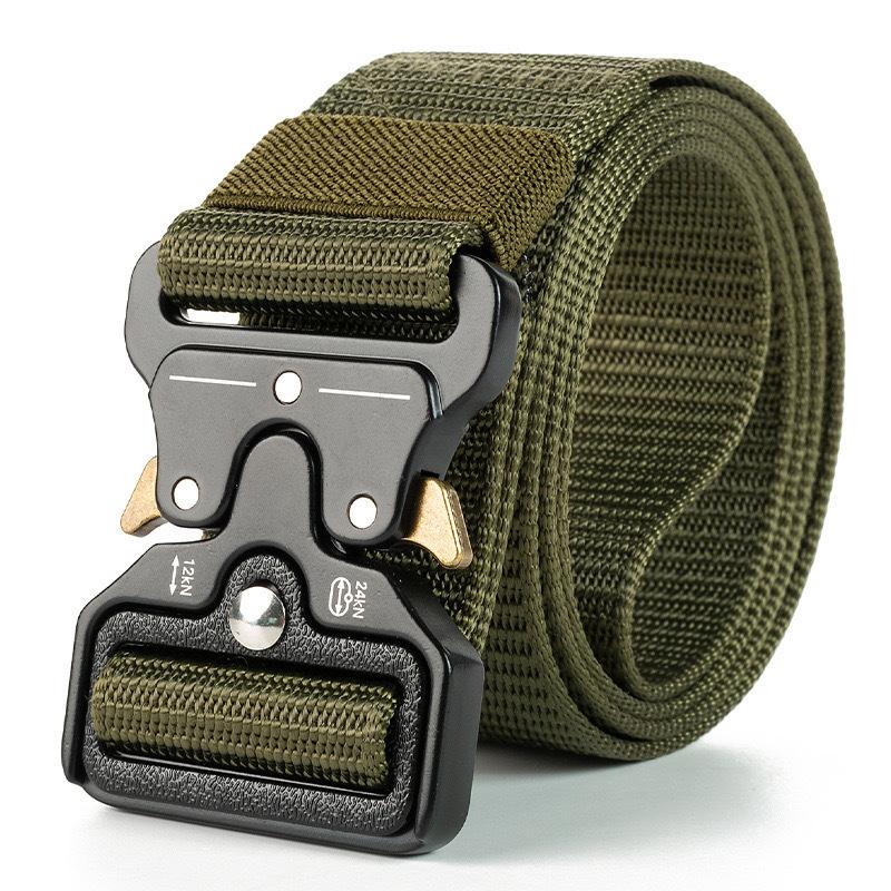 Cross-border Tactical Woven Belt with Automatic Buckle, Convenient for Outdoor Activities, Quick-release, Workwear Style, Casual Nylon Belt