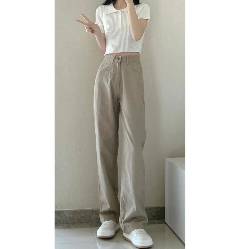 Damen Jeans Hohe Taille Vintage Gerade Baggy Denim Hose Streetwear Amerikanischer Stil Mode Lässig Weites Bein Denim Hose